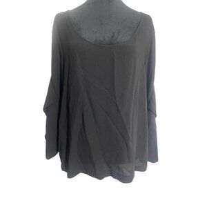 Eileen Fisher Size Medium  Silk Top Blouse Black Long Sleeve Shirt